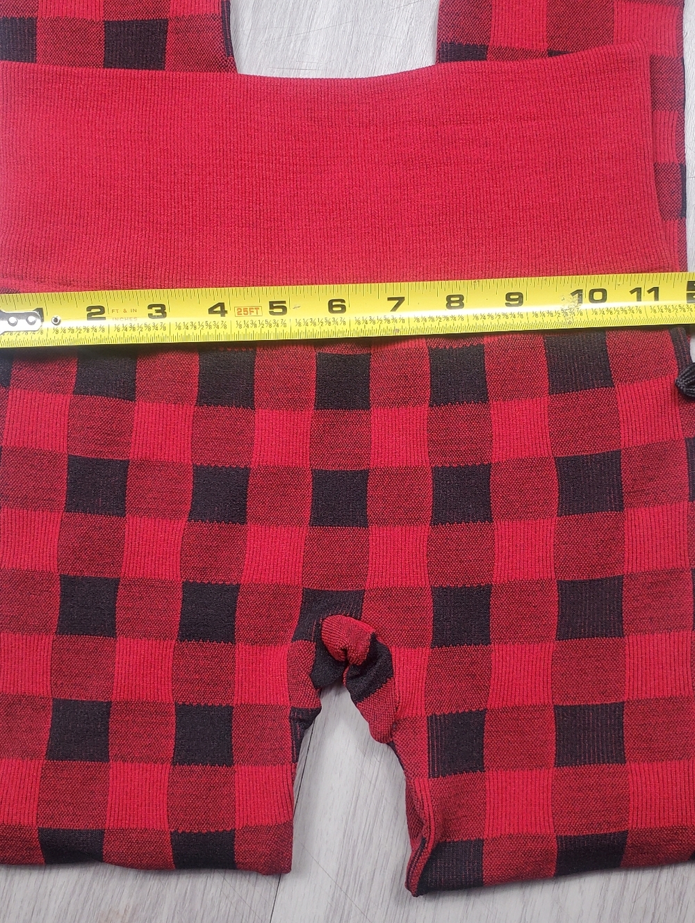 MUK LUKS Women's Fleece Lined Leggings S/M Red & Black Plaid Buffalo Check - Picture 5 of 10